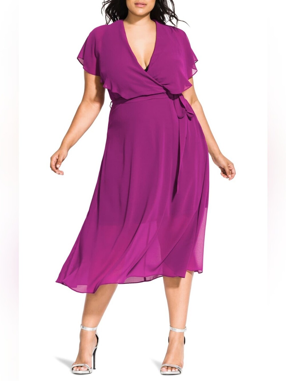 City Chic Softly Tied Dress in Amethyst, 20